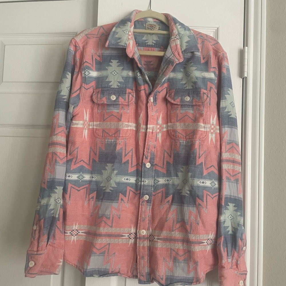 Faherty Pink and Blue Lightweight Shirt Jacket